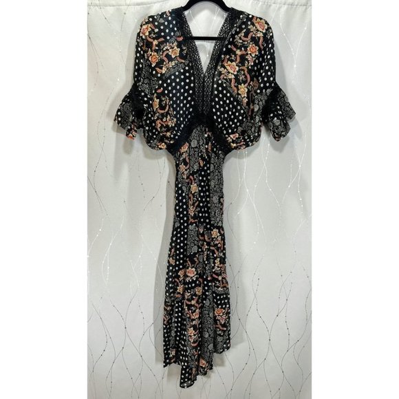 NWT Nasty Gal Black Floral Spot Mix Maxi Dress $80 - Picture 4 of 7